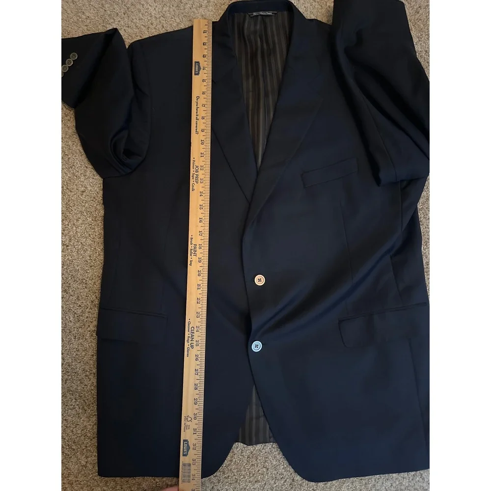 Jack Victor E. Thomas Men's Blazer 48L Navy Blue Double Vented Wool Cashmere